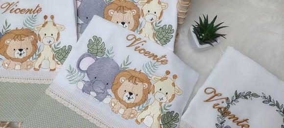 Kit Fraldas Personalizadas Safari Delicado Luxo