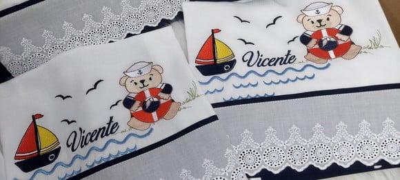 Kit Fraldas Personalizadas Urso Marinheiro Delicado Luxo