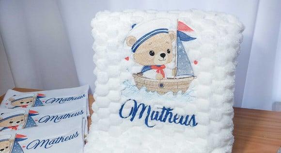 Kit Manta Baby e Fraldas Personalizadas Linha Premium Urso