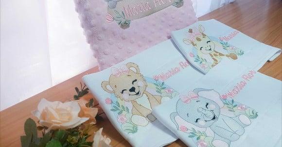 Kit Manta Baby + Fraldas Personalizadas Linha Básica Safari