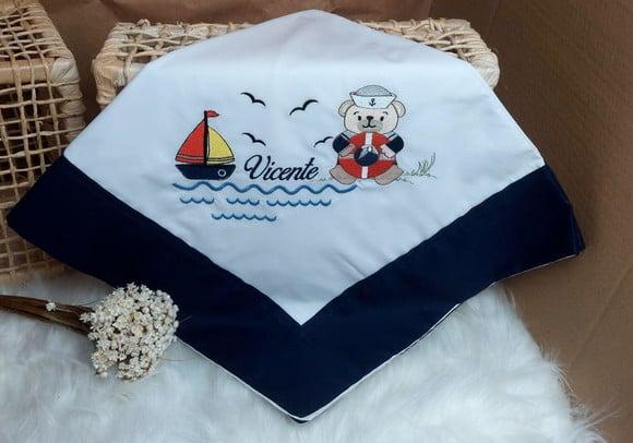 Kit Personalizado Bordado Urso Marinheiro Luxo