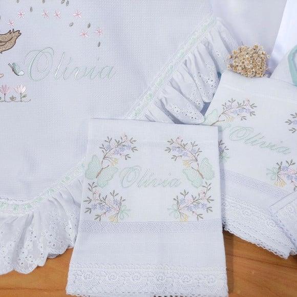 Kit Personalizado Menina Boneca Balanço Floral Enxoval Luxo