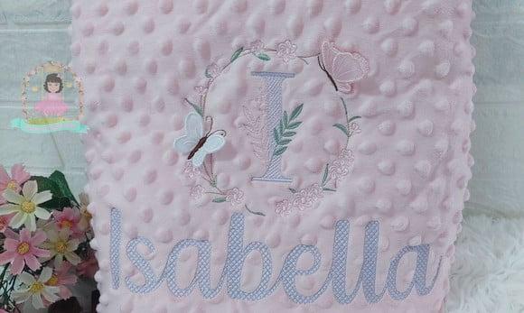 Manta/cobertor Soft Bordada para Bebês Premium Floral