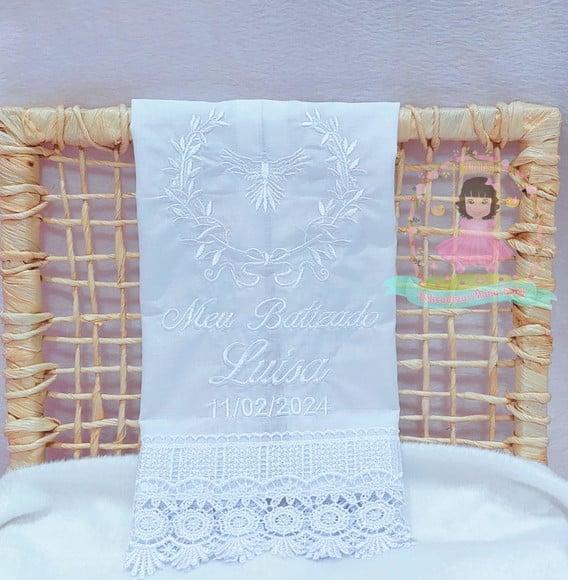 Toalha Batizado Espírito Santo + Vela Personalizada
