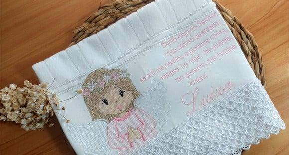 Toalha de Batizado Personalizada Bordada