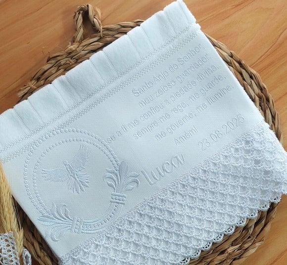Toalha de Batizado Personalizada Bordada