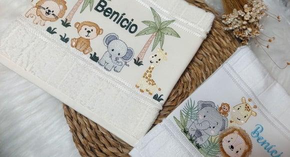 Toalha de Lavabo Boca Safari Personalizada Kit 2