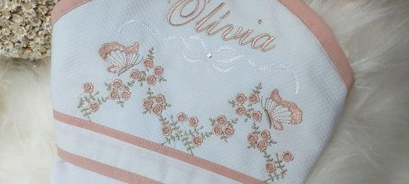 Toalha Fralda com Capuz Recém Nascido Floral
