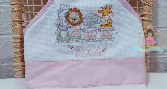 Toalha Fralda Safari Menina Recém Nascido com Capuz Bordado