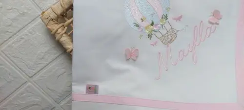 Cueiro Manta Percal 400 Fios Balão Borboletas 3d