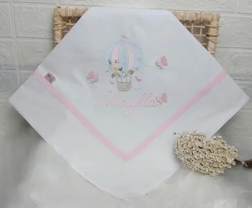 Cueiro Manta Percal 400 Fios Balão Borboletas 3d