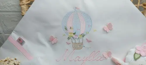 Cueiro Manta Percal 400 Fios Balão Borboletas 3d