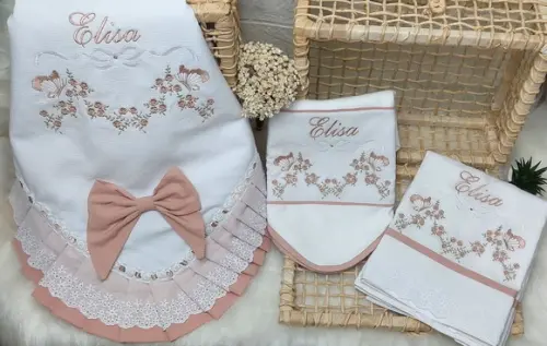 Enxoval Bebê Luxo Floral Rosé Delicado Premium