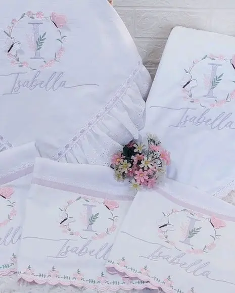 Enxoval Bebe Personalizado Floral Delicado Luxo