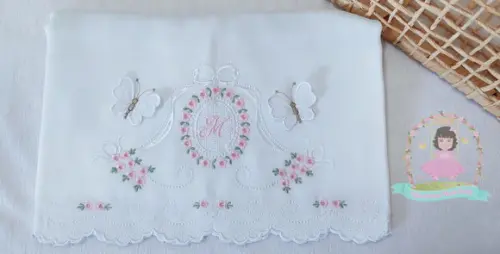 Kit 3 Fraldas Florais com Barrinha Bordada Luxo