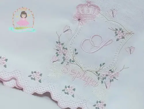 Kit 3 Fraldas Floral Bordada Luxo