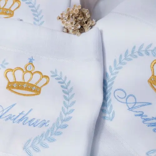 Kit 3 Peças Fraldas Príncipe Coroa Ramos Delicado Dia a Dia