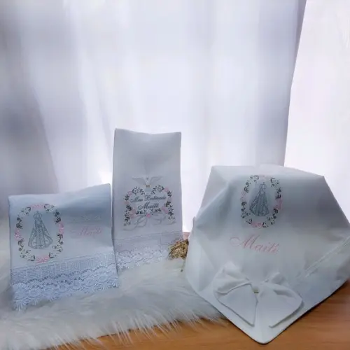 Kit Batizado Nossa Senhora Floral Luxo