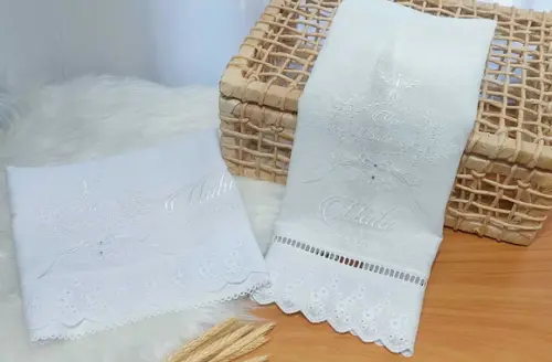 Kit Batizado: Toalha em Linho e Fralda Personalizada