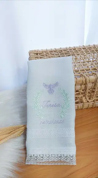 Kit Batizado: Toalha em Linho e Fralda Personalizada