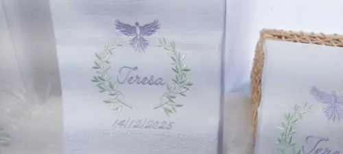 Kit Batizado: Toalha em Linho e Fralda Personalizada
