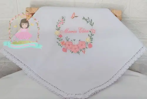 Kit Cueiro 400 Fios e Fraldas Barra Bordada Floral Rosé