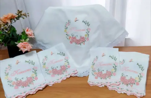 Kit Cueiro Floral Luxo + Fraldas com Barrinha Bordada