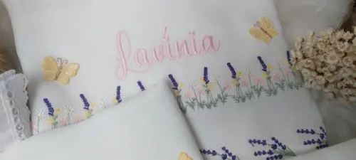 Kit Enxoval Personalizado Bebê Floral Lavanda Luxo