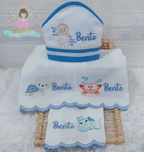 Kit Enxoval Personalizado Fundo do Mar Bebê Luxo