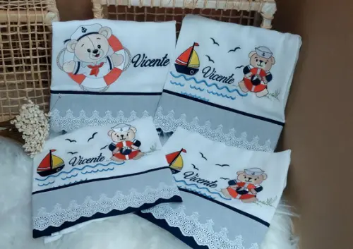 Kit Fraldas Personalizada Cremer Luxo Urso Marinheiro