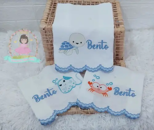 Kit Fraldas Personalizadas Barra Recortada Fundo do Mar Luxo