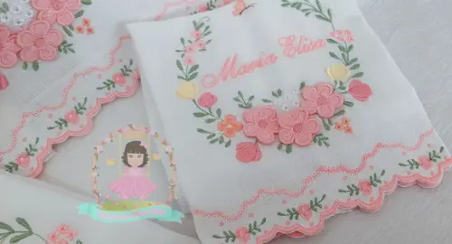 Kit Fraldas Personalizadas Barra Recortada Floral Rosé Luxo