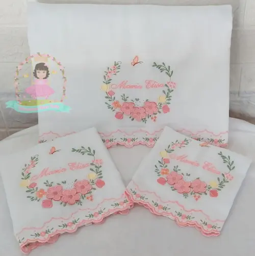 Kit Fraldas Personalizadas Barra Recortada Floral Rosé Luxo