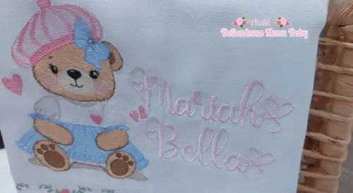 Kit Fraldas Personalizadas Barra Recortada Ursinha Menina