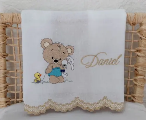 Kit Fraldas Personalizadas Barra Recortada Urso Delicado