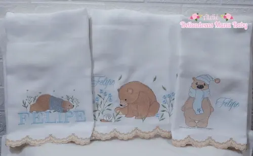 Kit Fraldas Personalizadas Barra Recortada Urso Polar