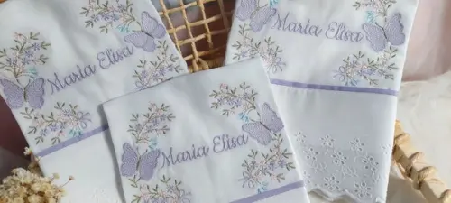 Kit Fraldas Personalizadas Floral Lilás Borboleta Luxo