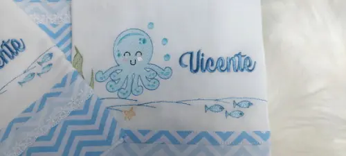 Kit Fraldas Personalizadas Fundo do Mar Delicado Luxo