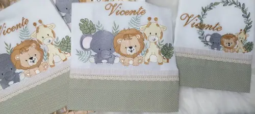 Kit Fraldas Personalizadas Safari Delicado Luxo