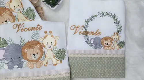 Kit Fraldas Personalizadas Safari Delicado Luxo