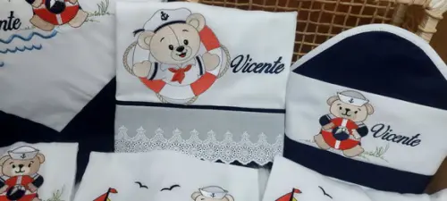 Kit Fraldas Personalizadas Urso Marinheiro Delicado Luxo