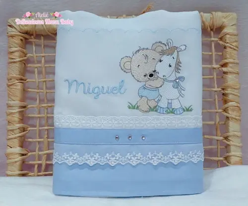 Kit Fraldas Personalizadas Ursinho Delicado Luxo