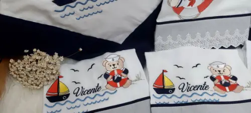 Kit Fraldas Personalizadas Urso Marinheiro Delicado Luxo