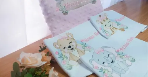 Kit Manta Baby + Fraldas Personalizadas Linha Básica Safari