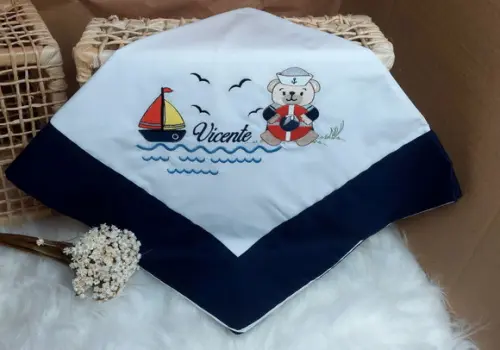 Kit Personalizado Bordado Urso Marinheiro Luxo