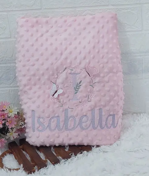 Manta/ Cobertor Soft Bordada para Bebês Floral Delicado