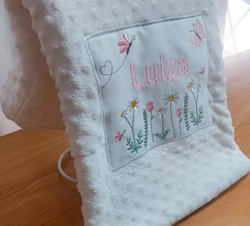 Manta/ Cobertor Soft Bordada para Bebês Jardim Floral