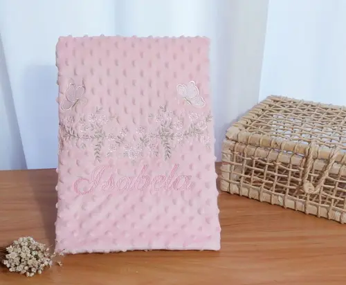 Manta/cobertor Soft Bordada para Bebês Premium Floral