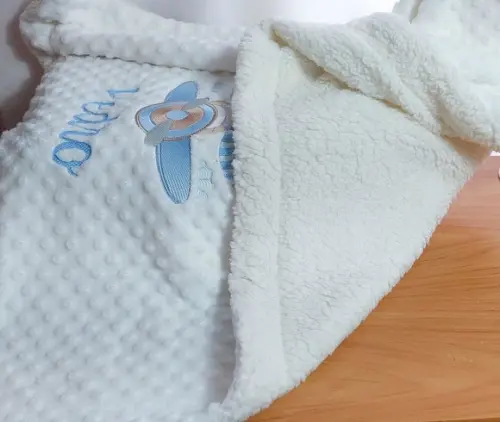Manta/cobertor Soft Bordada para Bebês Premium Urso Aviador