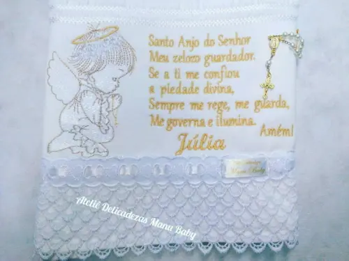 Toalha Batizado Anjinha com Oração